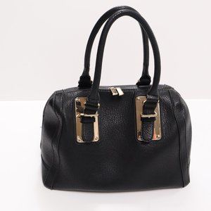Madison West Pocketbook, Black with Gold Trim, leather, 9" straps